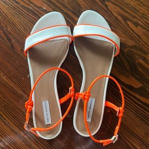Tabitha Simmons Bungee Flat Sandals White and Orange
